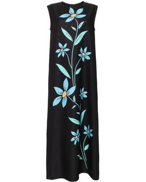 Bambah Hibiscus Mouwloze Jurk - Zwart