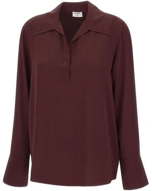 Filippa K V-Neck Buttoned-Cuff Blouse - Purple