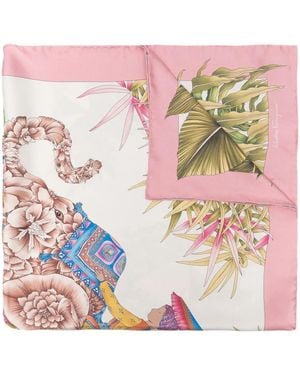Ferragamo India Print Silk Foulard - Pink