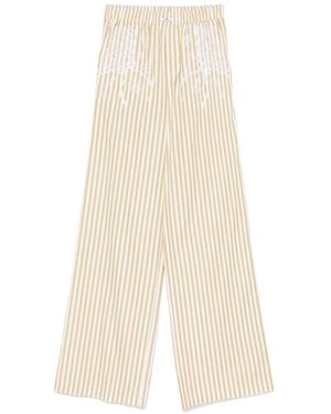 Elisabetta Franchi Striped Cotton Pants - White