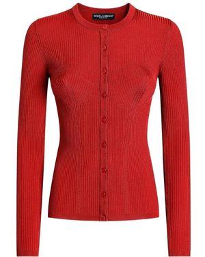 Dolce & Gabbana Ribbed Viscose-Knit Cardigan - Red