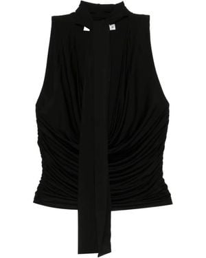 AYA MUSE Self-Tie Draped Top - Black