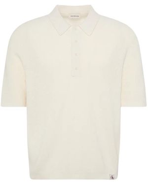 Calvin Klein Waffle-Knit Polo Shirt - White