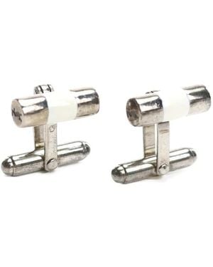 Saint Laurent Enamelled cylindrical cufflinks - Metálico