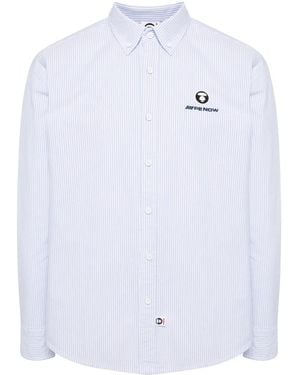 Aape By A Bathing Ape Gestreiftes Hemd Mit Logo-Patch - Weiß