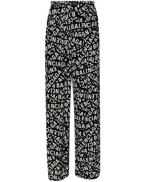 Balenciaga Logo-Print Pyjama Trousers - Black