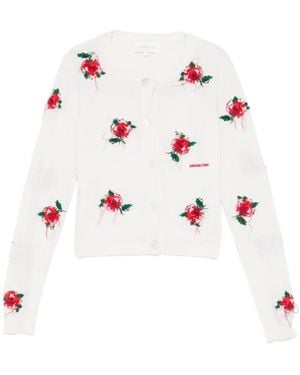 ShuShu/Tong Floral-Embroidered Cardigan - White