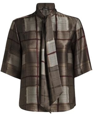 Kiton Seidenbluse Mit Geometrischem Print - Braun