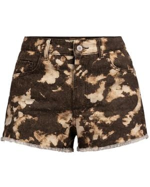 Liu Jo Bleached Frayed Denim Shorts - Brown