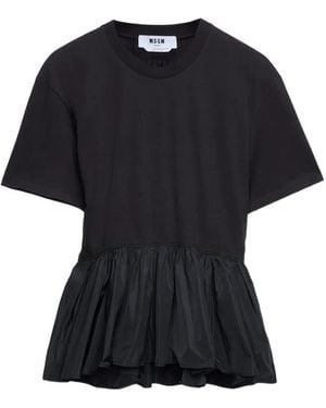 MSGM Ruffled T-Shirt - Black