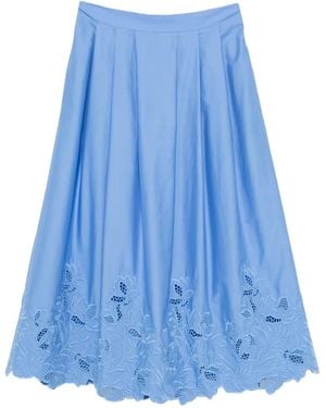 Ermanno Scervino Embroidered Cotton Skirt - Blue