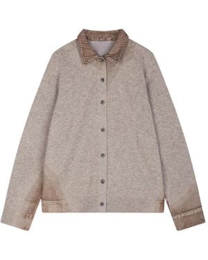JNBY Denim-Patchwork Cardigan - Brown