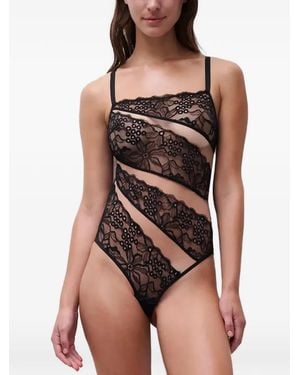 Chantelle Roxane Body Met Vlakken Van Visnetmateriaal - Zwart