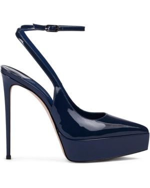 Le Silla Uma Patent Leather Platform Pumps - Blue