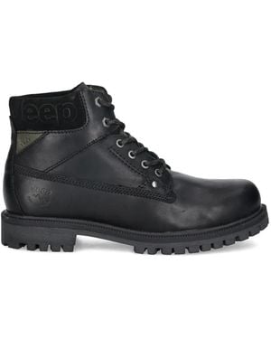 Jeep Willys Bold Lace-Up Hiking Boots - Black