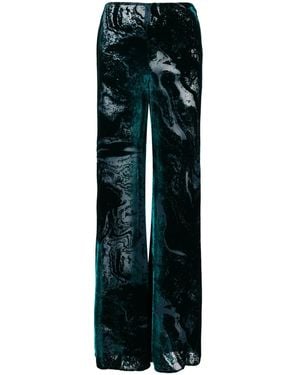 Alberta Ferretti Abstrract-Print Palazzo Trousers - Black