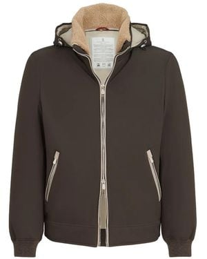 Brunello Cucinelli Stretch Bonded Nylon Down Jacket With Detachable Hood - Brown