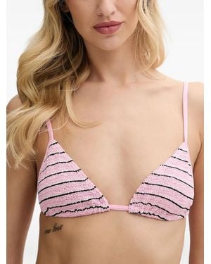 Bondeye Luana Striped Bikini Top - Brown