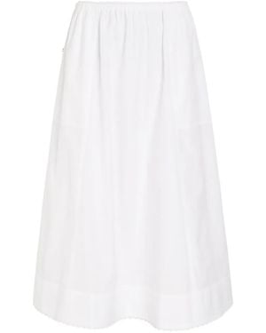 Vince Scallop Elasticated-Waistband Scalloped-Hem Midi Skirt - White