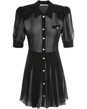 Alessandra Rich Pleat-Detail Mini Dress - Black