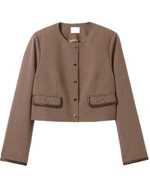 Claudie Pierlot Cropped-Jacke mit Hahnentrittmuster - Braun
