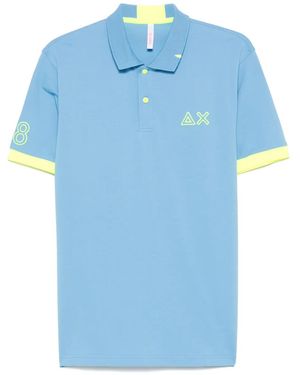 Sun 68 Logo-Embroidered Polo Shirt - Blue