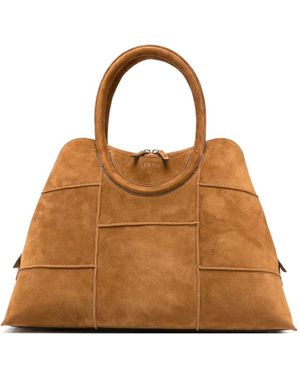 STAUD Suede Paneled Tote Bag - Brown