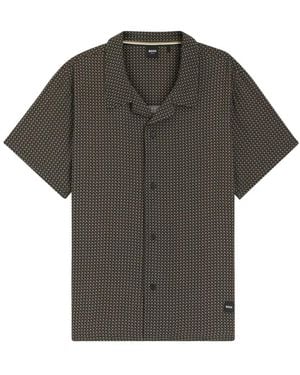 BOSS Geometric-Print Short-Sleeve Shirt - Grey