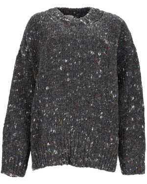 Alysi Flecked Chunky-Knit Sweater - Gray