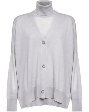 Blanca Vita Ensemble Cardigan Et Pull En Maille Fine - Gris