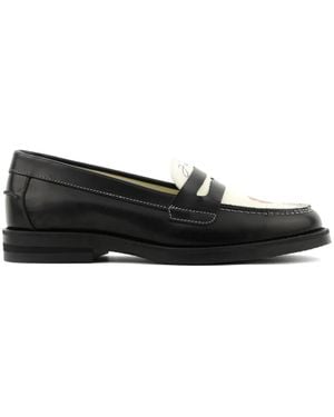 Duke & Dexter Graphic-Print Leather Loafers - Black