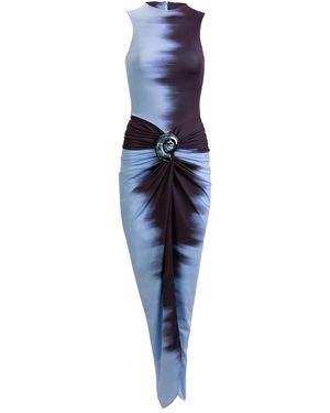 Silvia Tcherassi Leni Gathered Jersey Maxi Dress - Blue
