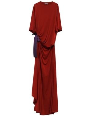 Balenciaga Bow-Detail Draped Maxi Dress - Red