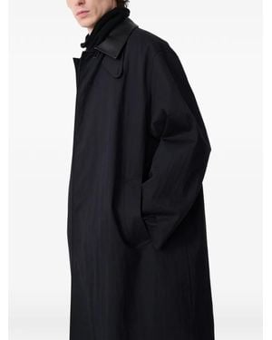 Studio Nicholson Leather-Collar Trench Coat - Blue
