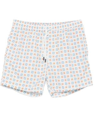Barba Napoli Floral-Print Drawstring Swim Shorts - White