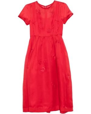 Shiatzy Chen Vestido Midi Bordado - Rojo
