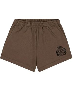 Sporty & Rich Ny Crest Disco Shorts - Brown