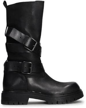 Elena Iachi Buckle-Strap Boots - Black