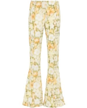 Acne Studios Abstract-Print Flared Pants - Yellow