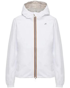 K-Way Hoodie Logo-Detail Jacket - White