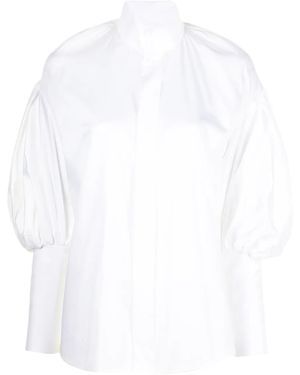 Dice Kayek High-Neck Poet Sleeve Shirt - White