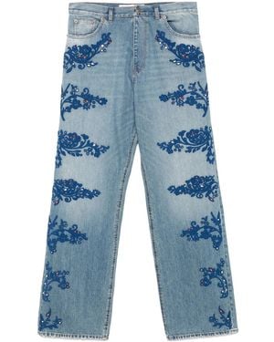 Valentino Garavani Vaqueros con encaje de guipur - Azul