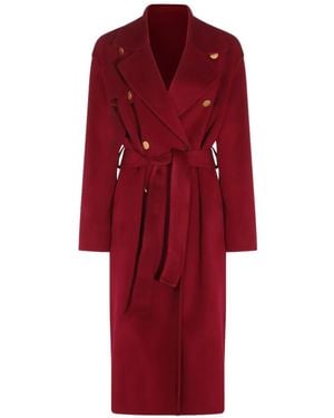 Alberta Ferretti Belted Double-Breasted Coat - Red