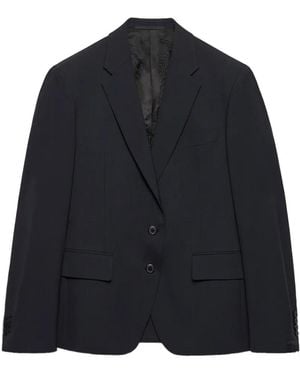 Prada Wollen Jack Met Enkele Rij Knopen - Blauw