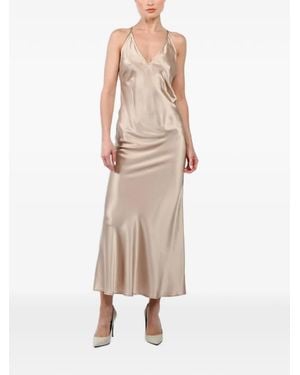 JACOB LEE V-Neck Straps Midi Dress - Natural