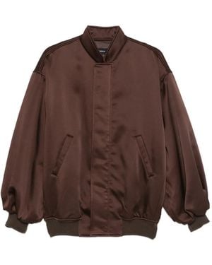 FEDERICA TOSI Satin-Finish Oversized Bomber Jacket - Brown