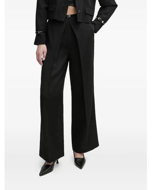 Isabelle Blanche Pleated Buckle-Detail Pants - Black