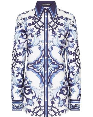 Dolce & Gabbana マジョリカプリント シャツ - ブルー