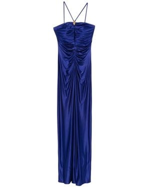 Max Mara Oggetti Ruched Square-Neck Maxi Dress - Blue
