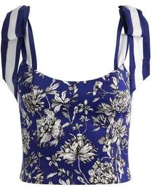 Alice + Olivia Blanca Floral-Print Tie-Shoulder Top - Blue